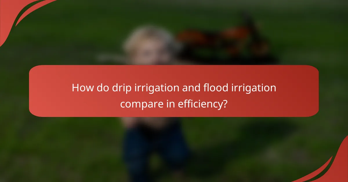 How do drip irrigation and flood irrigation compare in efficiency?
