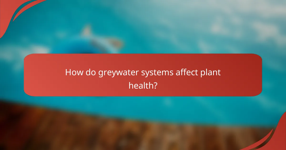 How do greywater systems affect plant health?