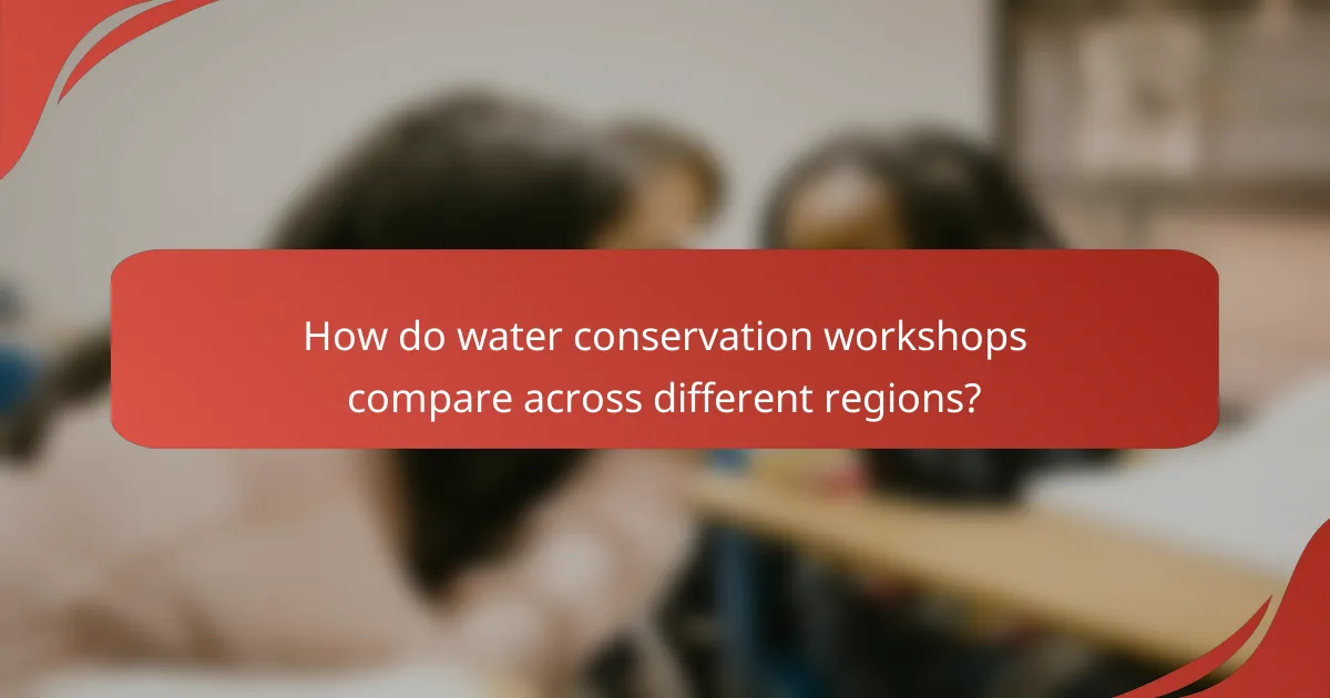 How do water conservation workshops compare across different regions?