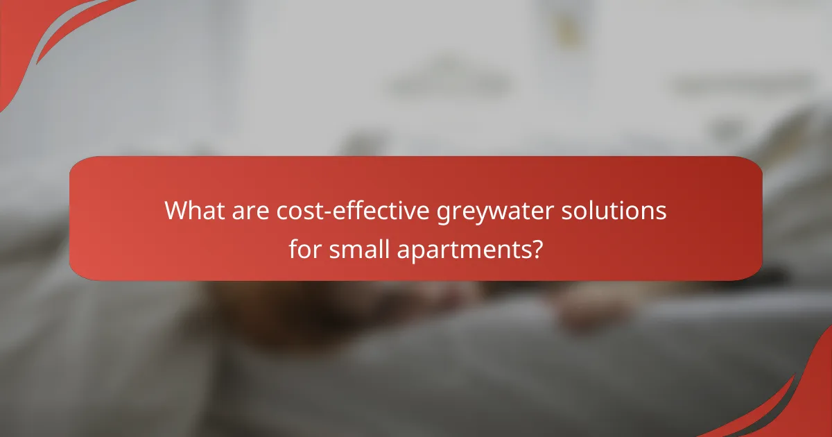 What are cost-effective greywater solutions for small apartments?
