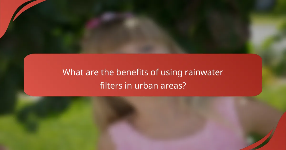 What are the benefits of using rainwater filters in urban areas?