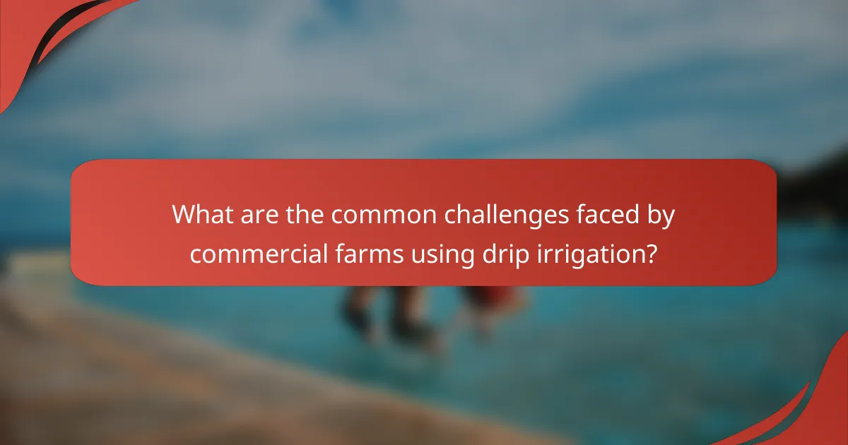 What are the common challenges faced by commercial farms using drip irrigation?