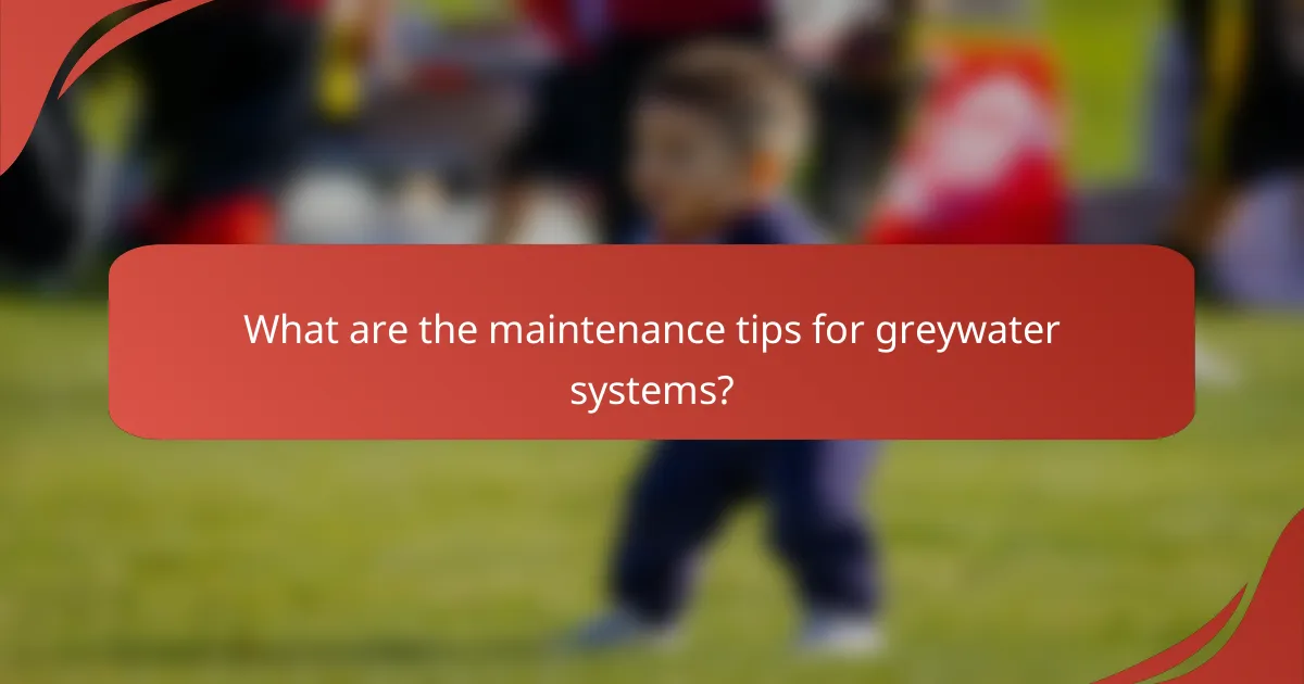 What are the maintenance tips for greywater systems?