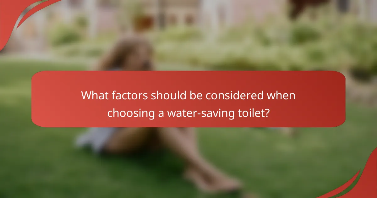 What factors should be considered when choosing a water-saving toilet?